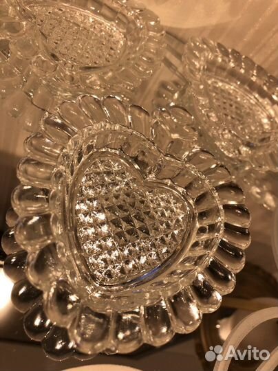 Хрустальные сердечки розетки для десерта