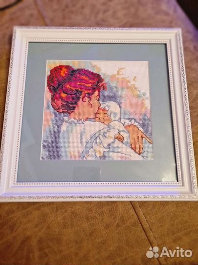 Картина вышивка крестом, подарок на рождение ребён