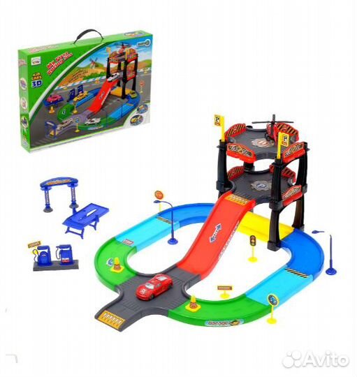 Гараж трасса «Крутой вираж», с 1 металлической маш