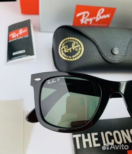 Очки ray ban wayfarer черные polaroid