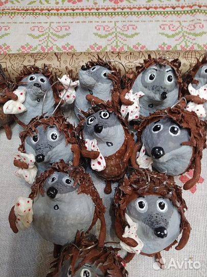 Ватные елочные игрушки новые(Ежик в тумане)