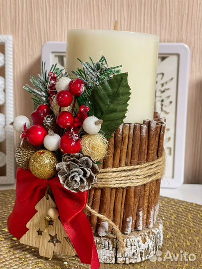 Свеча новогодняя (новогодний декор)