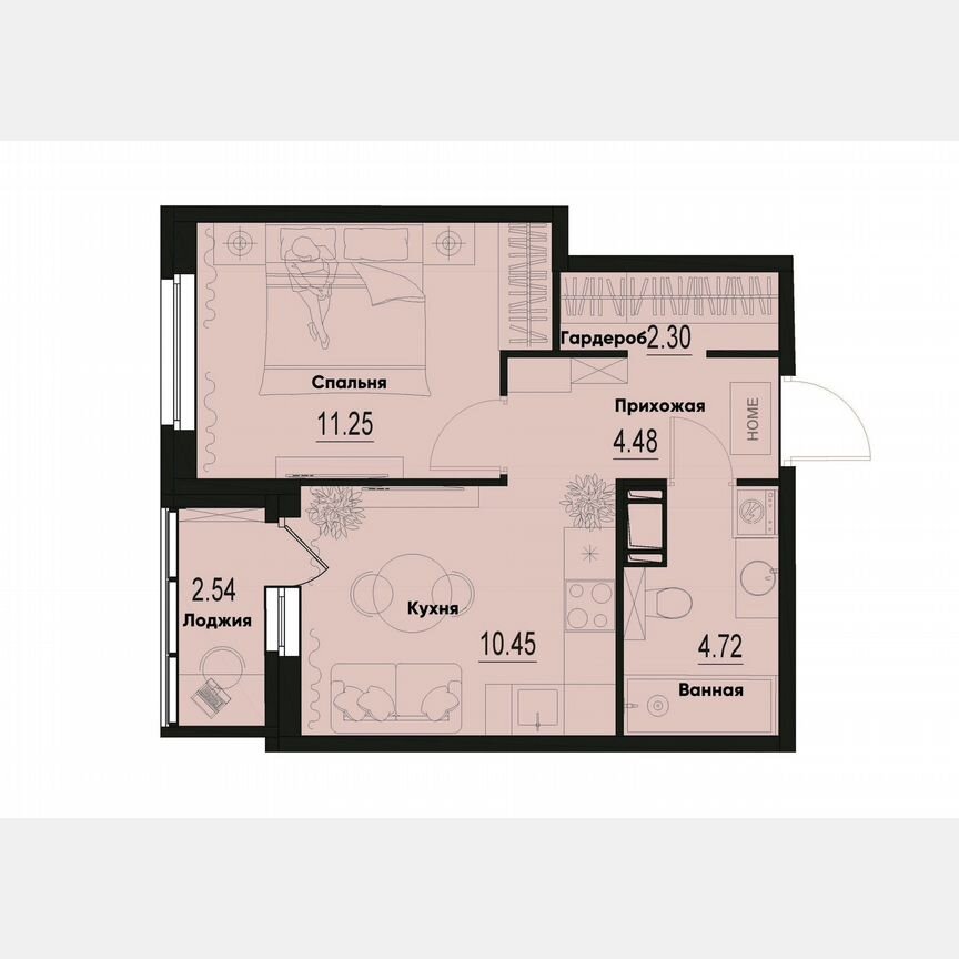 1-к. квартира, 34,5 м², 10/12 эт.