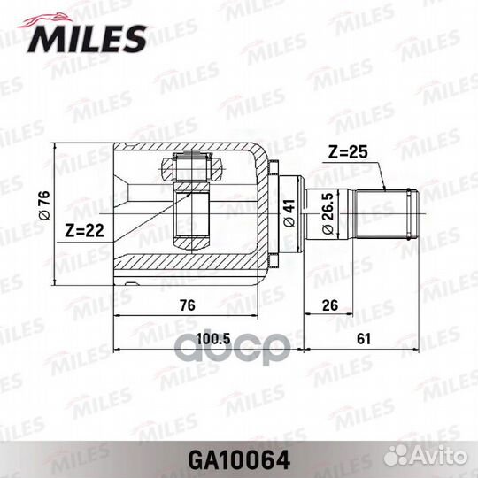 ШРУС hyundai I30/KIA ceed 06-12 внут. GA10064 M