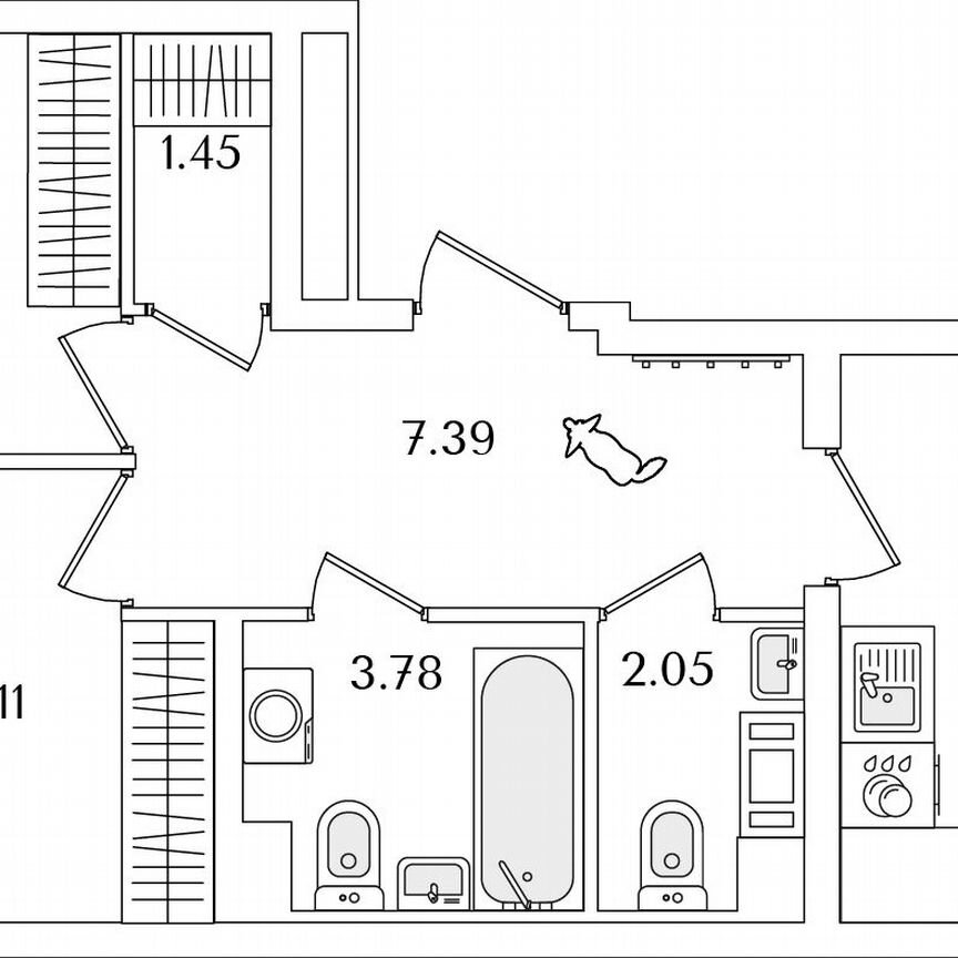 2-к. квартира, 57,2 м², 6/9 эт.