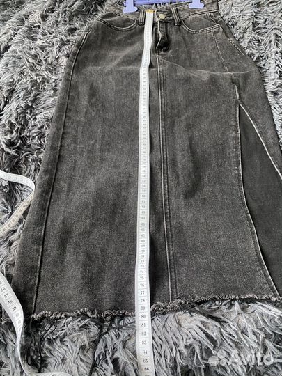 Юбка джинсовая миди с разрезом