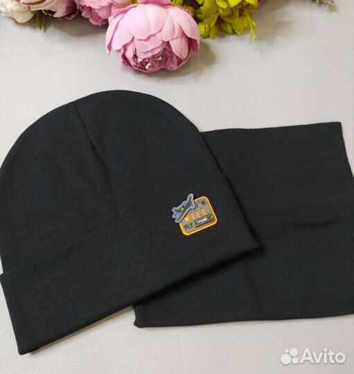 Комплект для мальчика шапка и снуд 5-12 лет