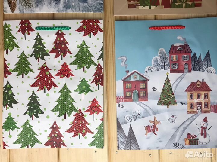 Новогодние подарочные пакеты, бумажный пакет