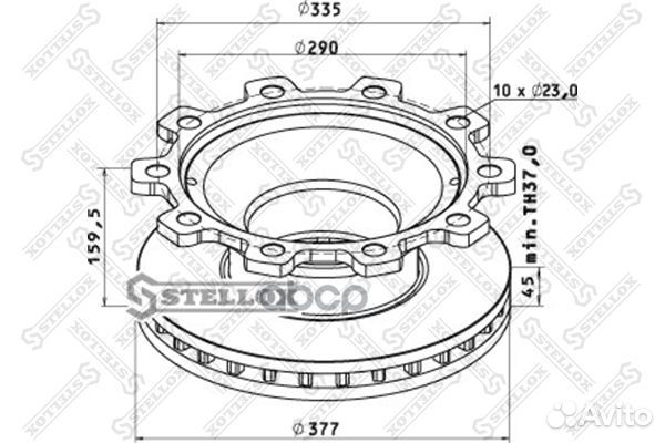 85-00808-SX диск тормозной 377/290x45/160,10n