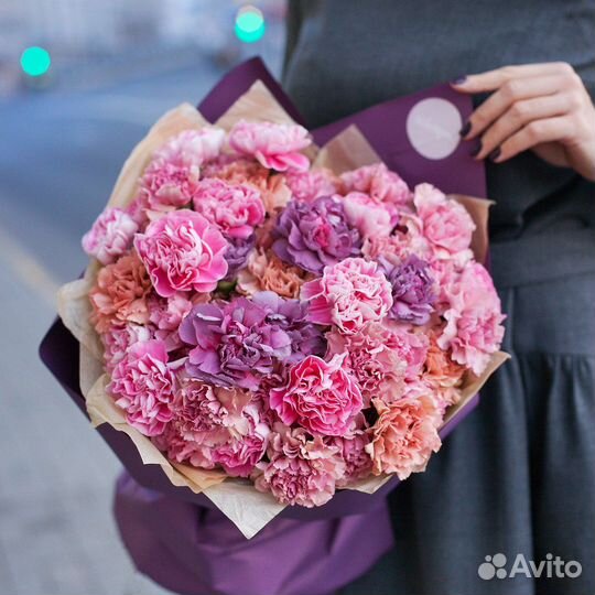 Букет из разноцветных диантусов 21 шт