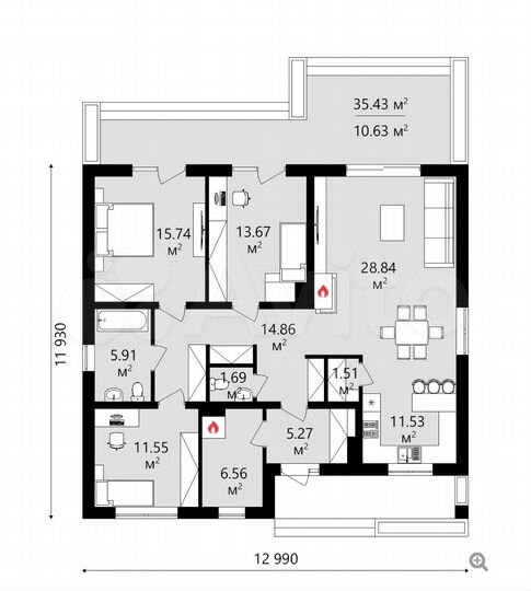 Дом 123 м² на участке 5 сот.