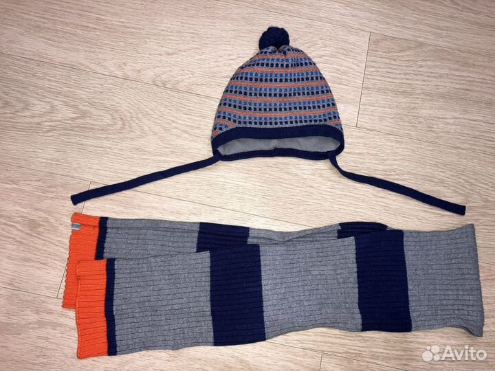 Зимний комплект шапка и шарф для мальчика 50-52