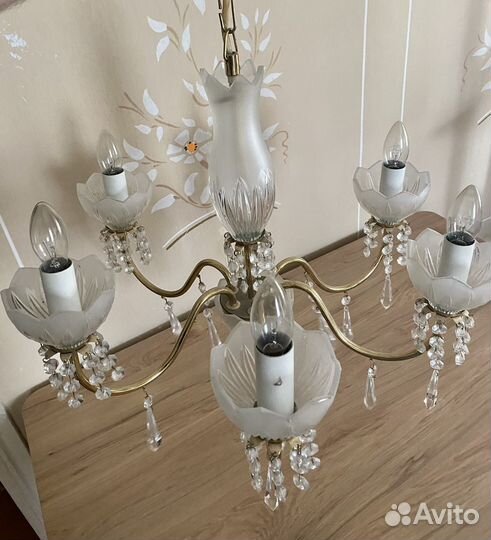 Хрустальная люстра СССР винтажная