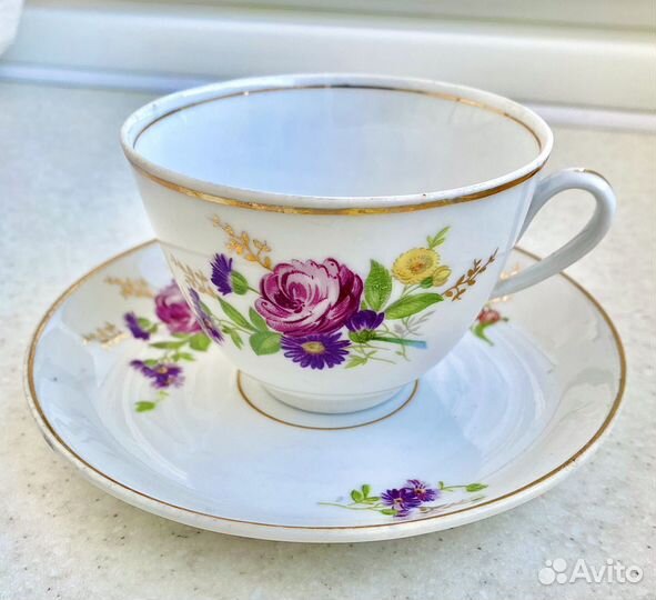 Чайная пара Кузяево. Фарфор. кз 61 г СССР