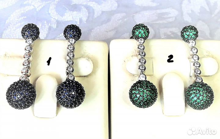 Серьги серебро шпинель, алпанит С152