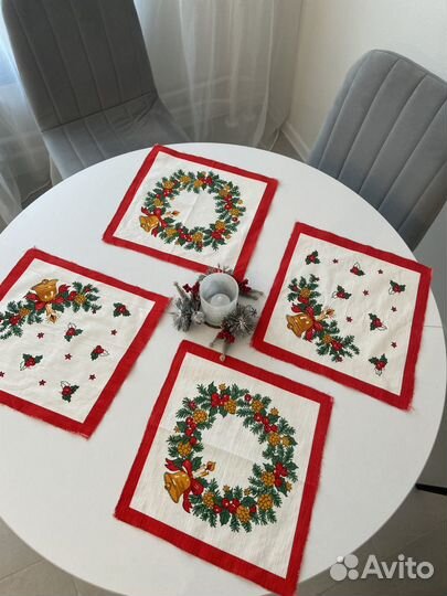 Новогодние сервировочные салфетки хлопок