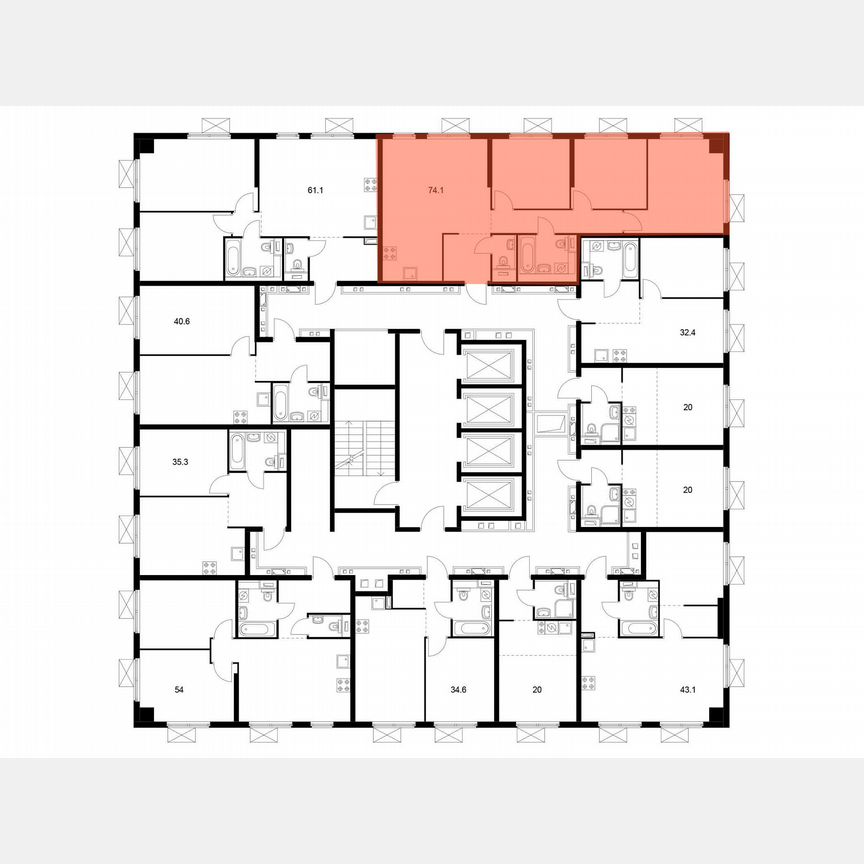 3-к. квартира, 72,8 м², 22/28 эт.