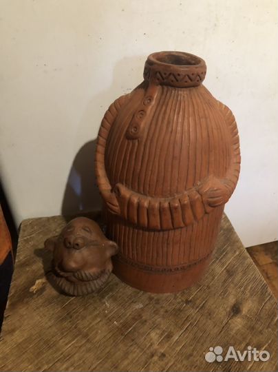 Бутылка глиненая для вина 3л.(руч.работа)