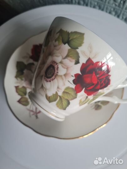 Чайная пара Костяной фарфор Англия Винтаж