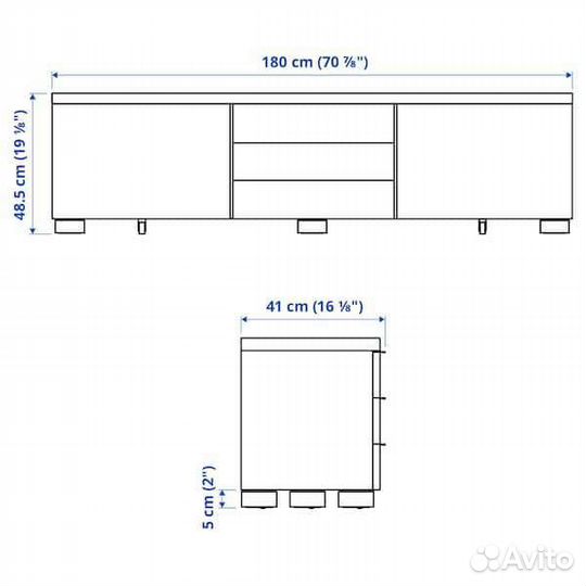 Тумба под тв и полка навесная Икеа Бурс