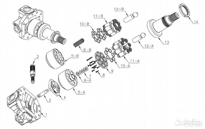 Поршень с кольцами для гидромотора Rexroth A6VM55