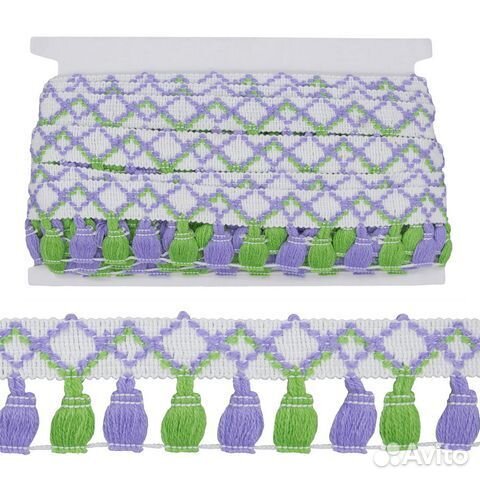 Тесьма с кистями LS-041 48мм*9,14 м, цв. сирен/зе