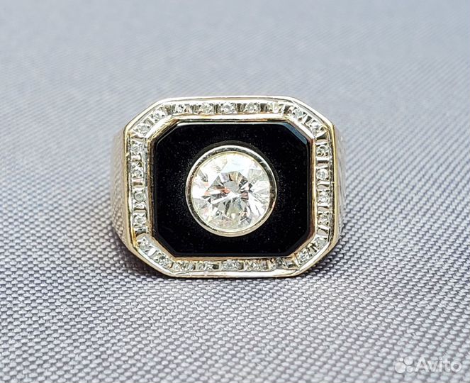 Перстень Печатка золото 585 бриллиант 1 карат