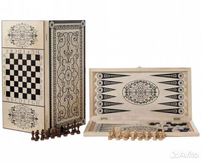 Шахматы шашки нарды 3в1