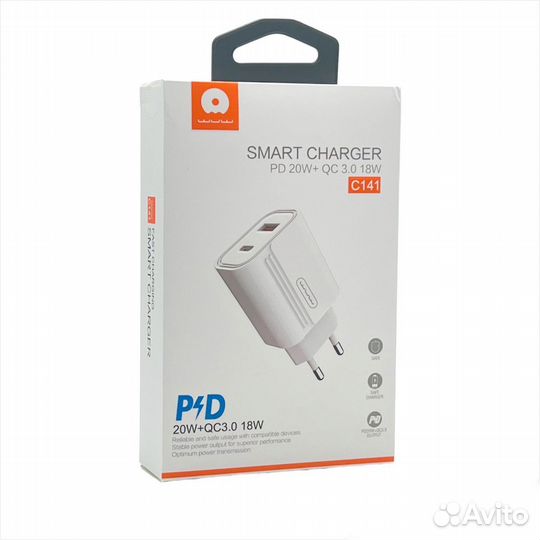 Сзу WUW C141 USB-A QC3.0+USB-C/PD 18W 3A White