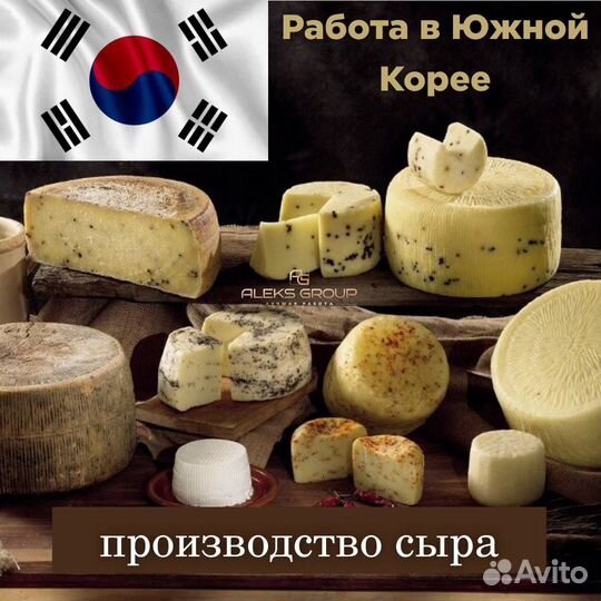 Работа в южной корее,разнорабочий/фабрика сыра