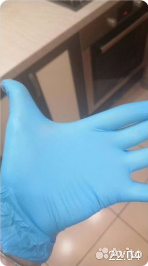 Перчатки медицинские,голубые L-100шт