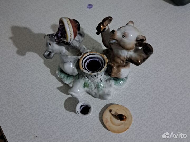 Фарфоровые статуэтки СССР. Мишки сладкоежки