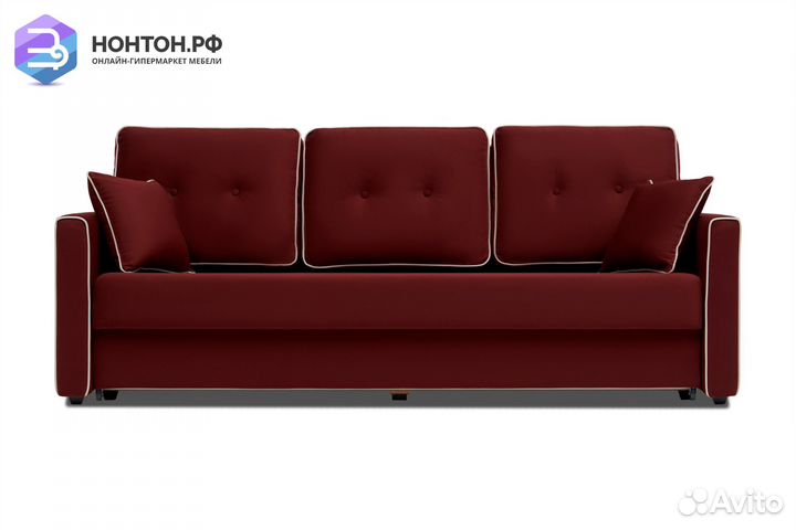 Диван еврокнижка Леон 3-х местный бордовый