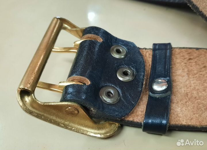 Ремень кожаный брючной уставной широкий армейский