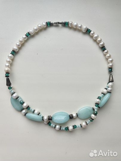 Бусы колье ожерелье с натуральным жемчугом