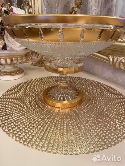 Ваза для фруктов хрусталь,Золотое окошко’’