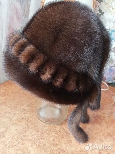 Женская меховая норковая шапка и воротник