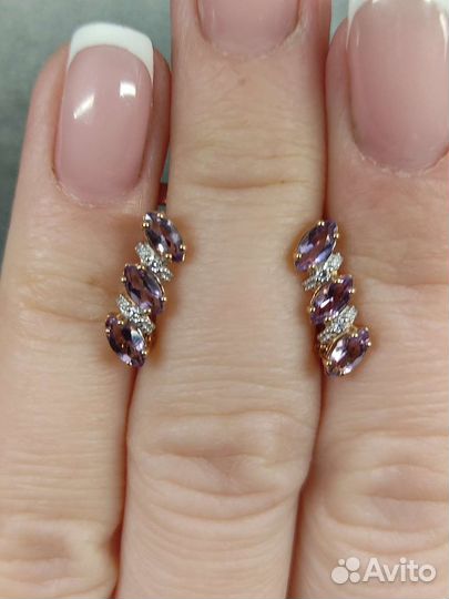 Золотые серьги с аметистом