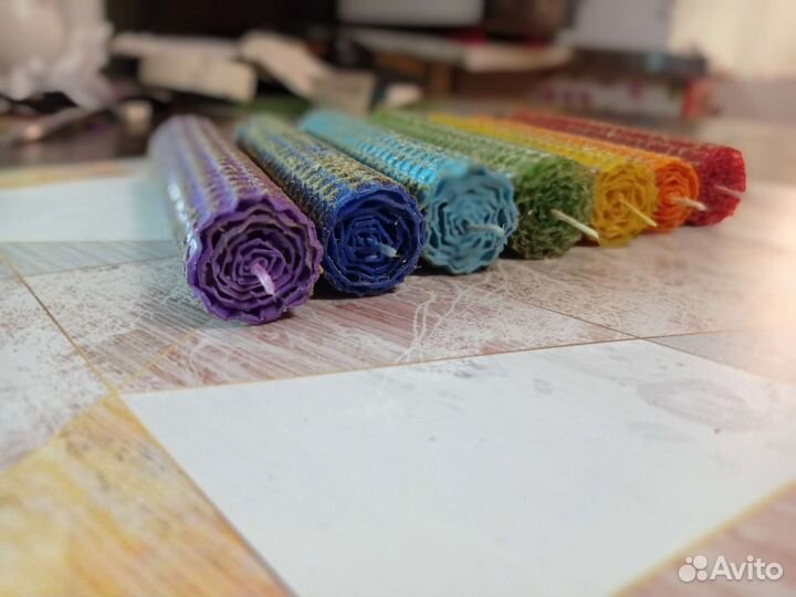 Чакровые свечи из вощины с травами и маслами