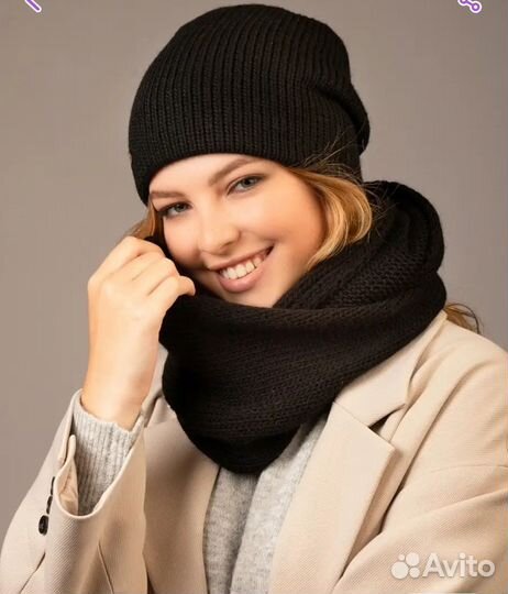 Комплект новый шапка и снуд женский 56-58