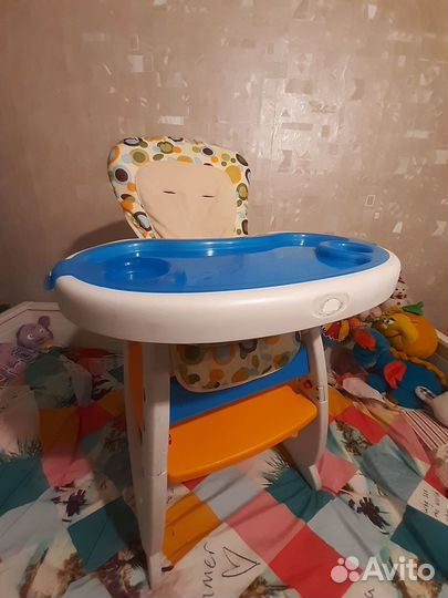 Столик 2 в 1 цвет оранжевый с голубым