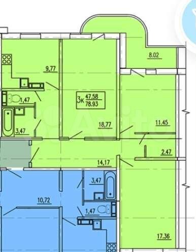 3-к. квартира, 82,9 м², 11/17 эт.