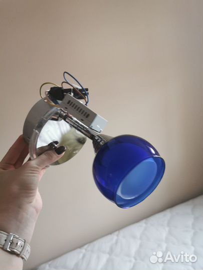 Люстра потолочная +бра синего цвета