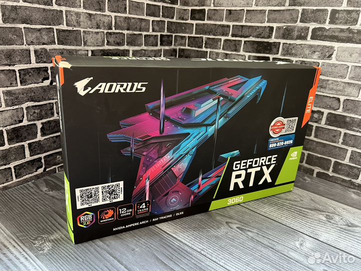 Новая) Gigabyte aorus GeForce RTX 3060 elite 12G