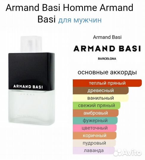 Туалетная вода armand basi homme