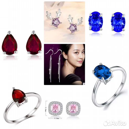 Серебряные серьги, кольцо 925