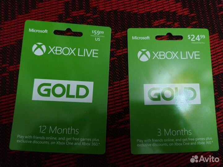 Карты оплаты xbox live gold (USA)