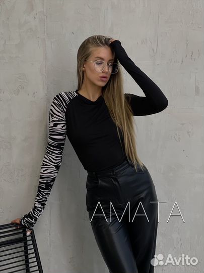 Лонгслив зебра черный белый новый