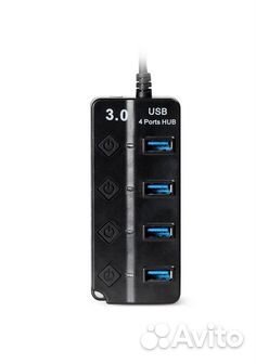 USB-хаб 4 порта sbha-7324-B SmartBuy, USB 3.0, чёр