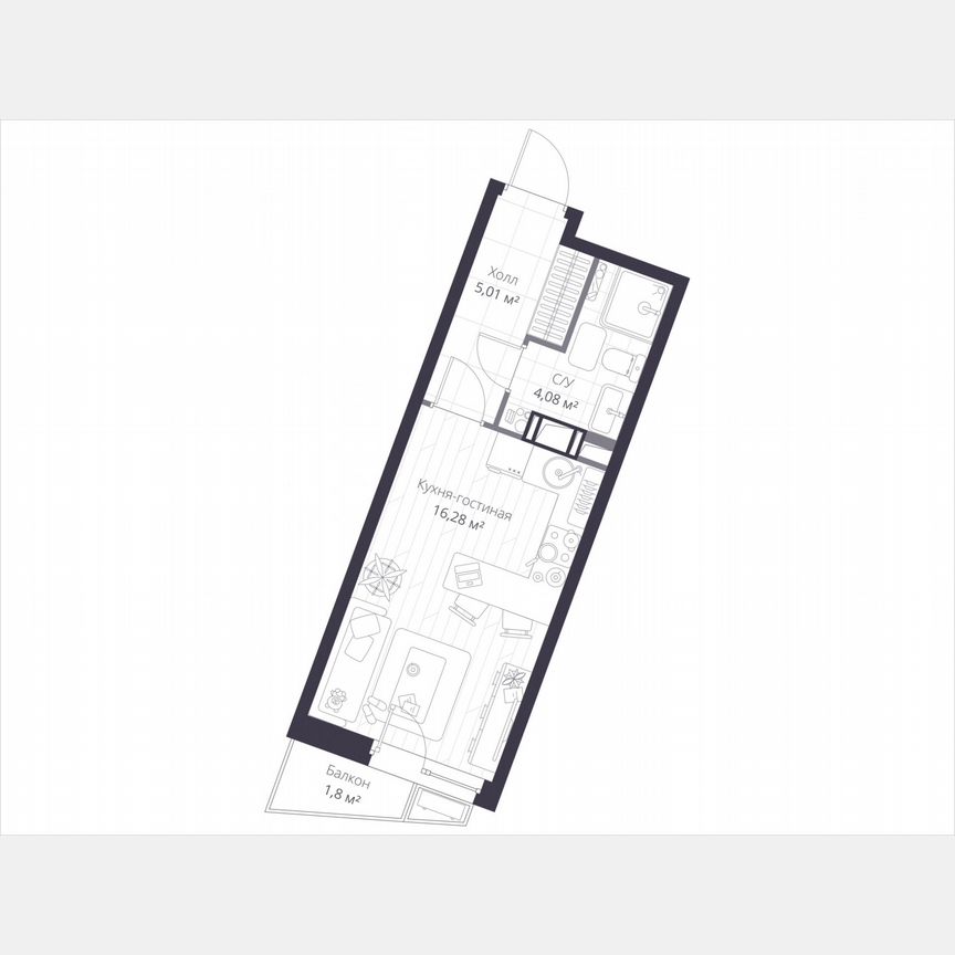 Квартира-студия, 25,9 м², 5/11 эт.